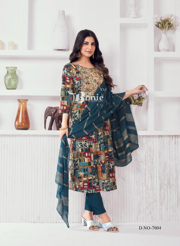 Bonie Nayra Vol 7 Rayon Printed Kurti Bottom With Dupatta